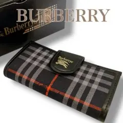 バーバリー 未使用品 ノバチェック シャドーホースロゴ 4連キーケース ネイビー