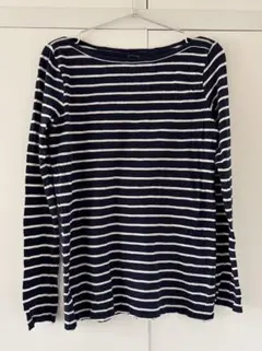 GAP ネイビー/ホワイト ストライプ 長袖カットソー(Tシャツ)