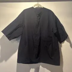 muji labo 洗いざらしサッカー織りスタンドカラー半袖シャツ L-XLのサムネイル