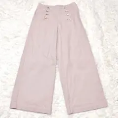 ビアズリー ワイドストレートパンツ ハイウエスト メタルボタン 釦 ベビーピンクのサムネイル