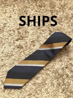 SHIPS シップス　ネイビー ゴールド ストライプ ネクタイ
