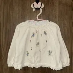 petit main ピーターラビット　刺繍カットチュニック　キナリ 100cm