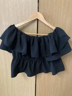 【即購入OK】 Dazy フリルオフショルダーシャツ L 黒