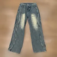 ストレートレッグデニムパンツ ダークブルー