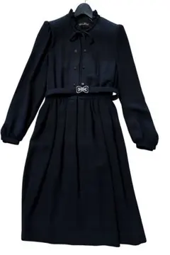 For Lovely Woman 黒ワンピース リボン フリル長袖 フォーマル