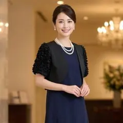 G9935*美品☆グリーンレーベルリラクシング☆黒☆ボレロ☆フリル半袖☆結婚式