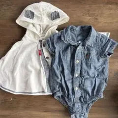 耳付き日焼け防止ポンチョ & babyGap 70cmロンパース 2点set