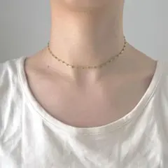 クリアとグリーン　ビーズ　ネックレス　チョーカー