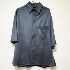 ZARA 半袖シャツ ダークグレー　フェイクレザー