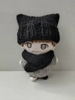 キスマイ ぬいぐるみ 衣装 ネコ耳ニット帽 黒 10㎝ぬい服