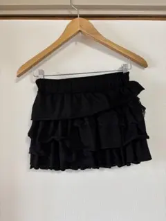 ティアードフリルブラックミニスカート