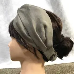リネンのクロスターバン　ヘアバンド（グレー）大人用