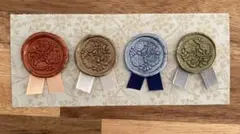 シーリングスタンプ　花　ラメ　リボン付き　4個セット