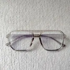 【新品未使用】ツーブリッジ　ダブルブリッジ　クリアフレーム　スクエア　度なし