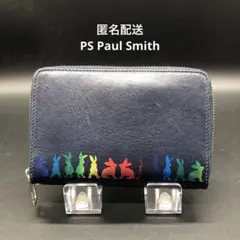 ピーエスバイポールスミス 二つ折り財布 ラウンドジップ うさぎ レザー ネイビーのサムネイル