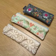【専用】インド刺繍リボンミニポーチ（黒&緑）2点