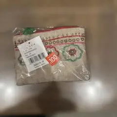 刺繍ビーズ装飾　ベージュポーチ