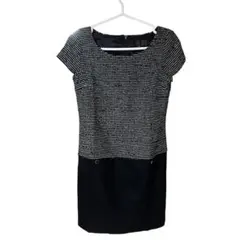 【美品】UNTITLED ツイード切替ワンピース 膝丈 ブラック Mサイズ