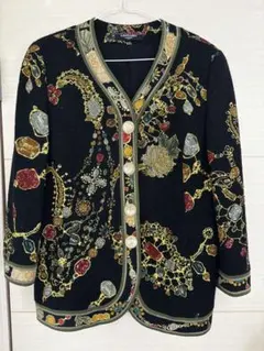 VERSACE スカーフ カーディガン 長袖 ブラック ペイズリー D - メルカリ