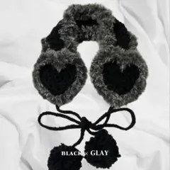 イヤーマフ ハート 耳あて 編み物 ハンドメイド ヘッドドレス ブラック