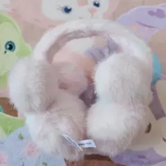 ディズニー　ファー耳あて ピンク水色 グラデーション