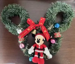 ミッキーマウス クリスマスリース サンタ付き