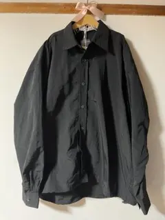 ブラック ナイロンシャツジャケット オーバーサイズ