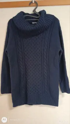 CINEMA CLUB ネイビー ケーブルニット セーター