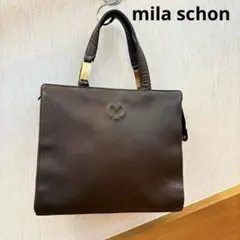 mila schon ミラショーン　レザー ハンドバッグ ダークブラウンのサムネイル