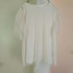 チュール袖 半袖Tシャツ　アイボリーのサムネイル