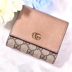 GUCCIグッチ 二つ折り財布 バイカラー GGスプリーム マーモント PVC GUCCIグッチ 二つ折り財布 バイカラー GGスプリーム マーモント PVC
