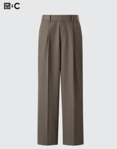 UNIQLO Cタックワイドテーパードパンツ/ブラウン34/サイズＳ