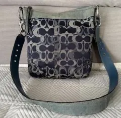 coach シグネチャー ショルダーバッグ デニムブルー 希少カラー