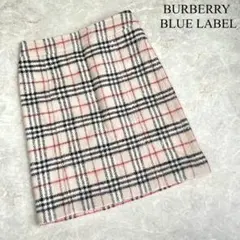 BURBERRY BLUE LABEL ウール チェック ひざ丈 タイトスカート