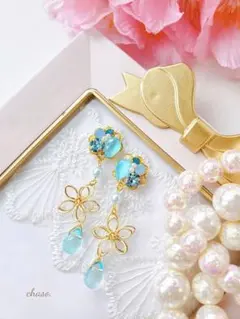 封筒発送【新発売】春 ワイヤーflower ゆらゆら可愛い♡ピアスorイヤリング