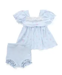 SLAP SLIP ▶︎シェル柄フロントレースパフスリーブセパレート型スイムウェア