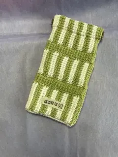 バネ口ポーチ　メガネケース　ペンケースアフガン編み　ハンドメイド　ストライプ柄