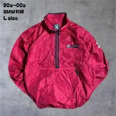 90s~00s BMW刺繍ナイロンアノラックジャケットLレッド90sストリートL