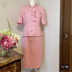 美品　REGENCE 春夏　上品　半袖　スーツ　M 38 ピンク　コットンのサムネイル