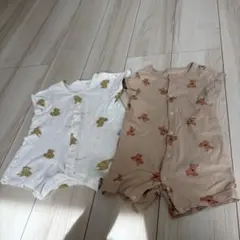 クマプリント　ロンパース　2点セット　ニコハグ　西松屋　80