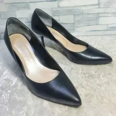 POOL SIDE 23.5cm パンプス 黒 レザー フォーマル ドレス