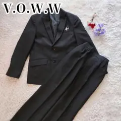 VOWW 男の子 3点セット フォーマル スーツ 160 黒 ストライプ