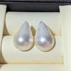 B143 マベパール　本真珠　涙　ドロップ　SV　ピアス