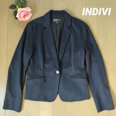 INDIVI インディヴィ 洗える テーラードジャケット 紺 ウォッシャブルのサムネイル