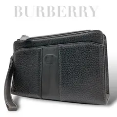 美品✨BURBERRY バーバリー　クラッチバッグ　本革　レザー　ブラック　黒