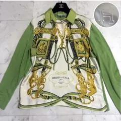 エルメス BRIDES de GALA シルク スカーフ柄 ニット ブラウス M