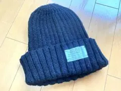 黒 ニット帽 リブ編み フリーサイズ