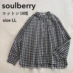 美品✨soulberry ギンガムチェック　コットン　シャツ　長袖　LLのサムネイル