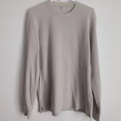 ユニクロ ワッフルクルーネックT ナチュラル M