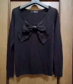 mysty woman ニット長袖　黒　　　リボン付き